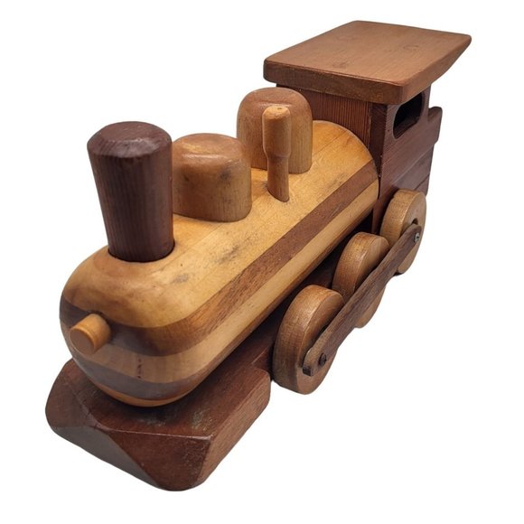 Vintage Large Handmade Wood Steam Engine Train 13 x 5 - Picture 1 of 8